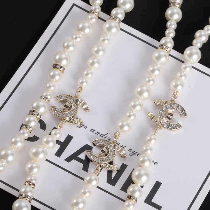 Classic Layered Pearl Sweater Necklace