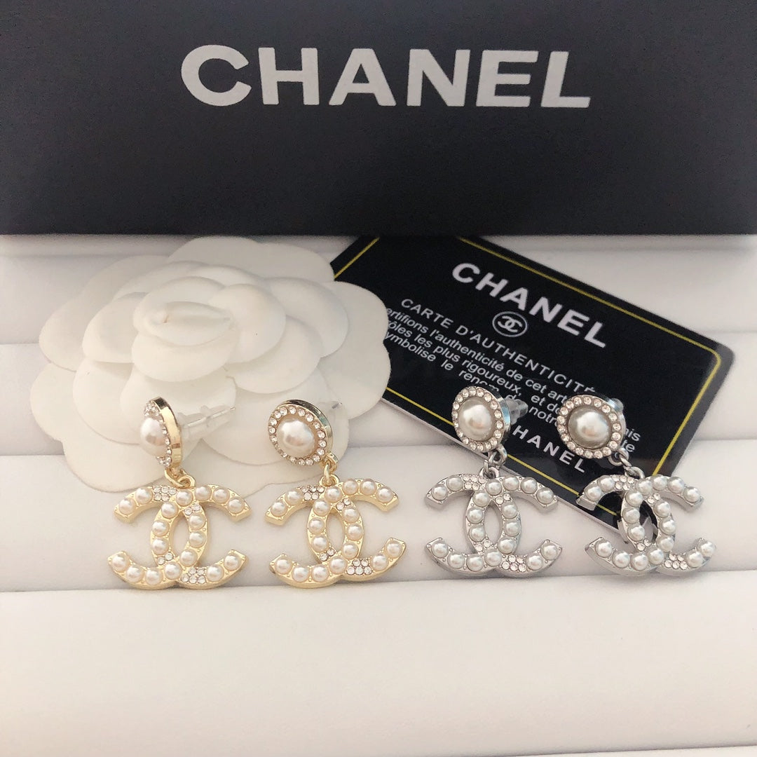 Double C Diamond Chandelier Earrings