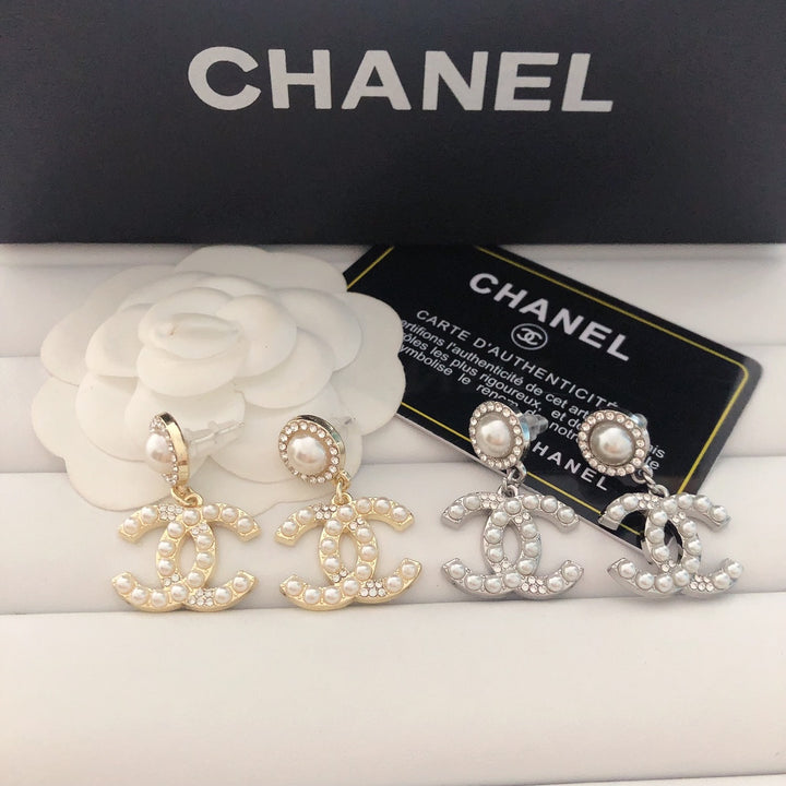 Double C Diamond Chandelier Earrings