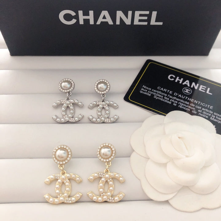 Double C Diamond Chandelier Earrings