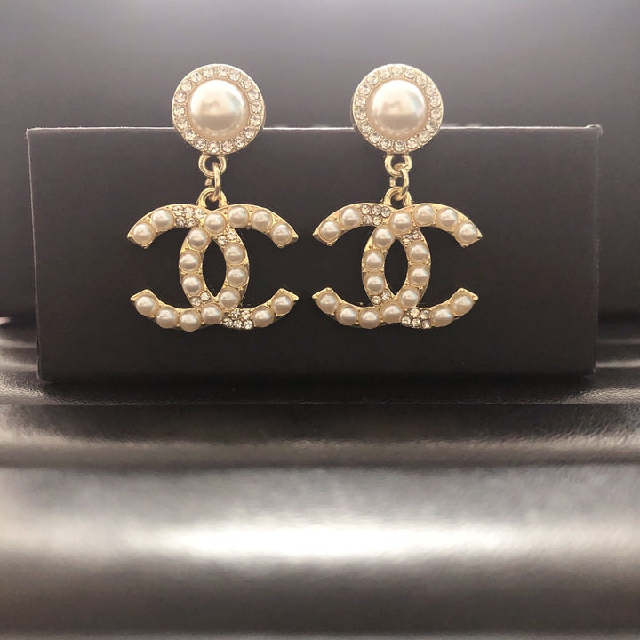 Double C Diamond Chandelier Earrings