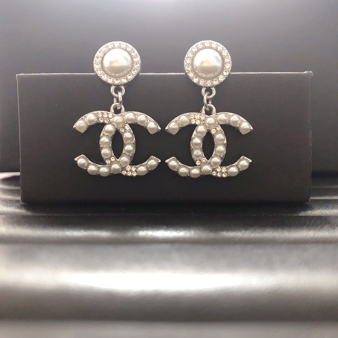 Double C Diamond Chandelier Earrings