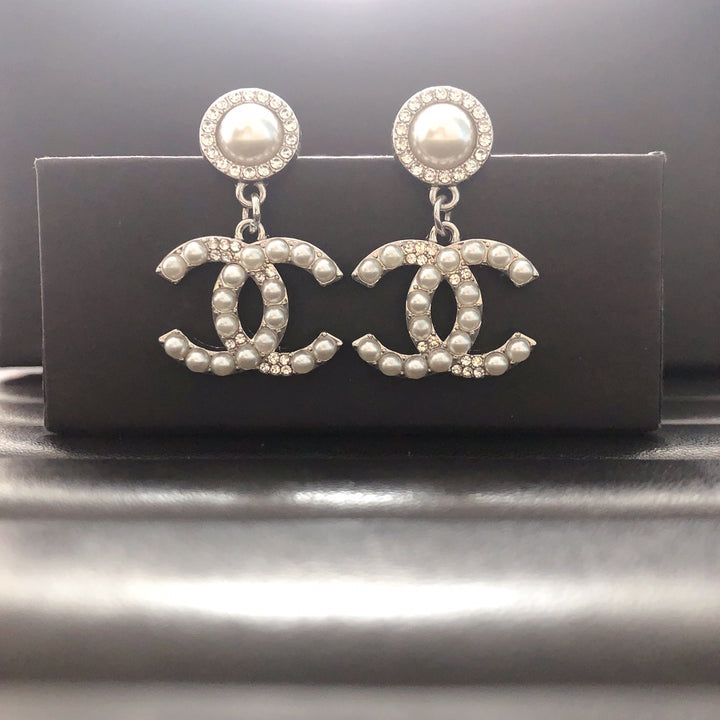 Double C Diamond Chandelier Earrings