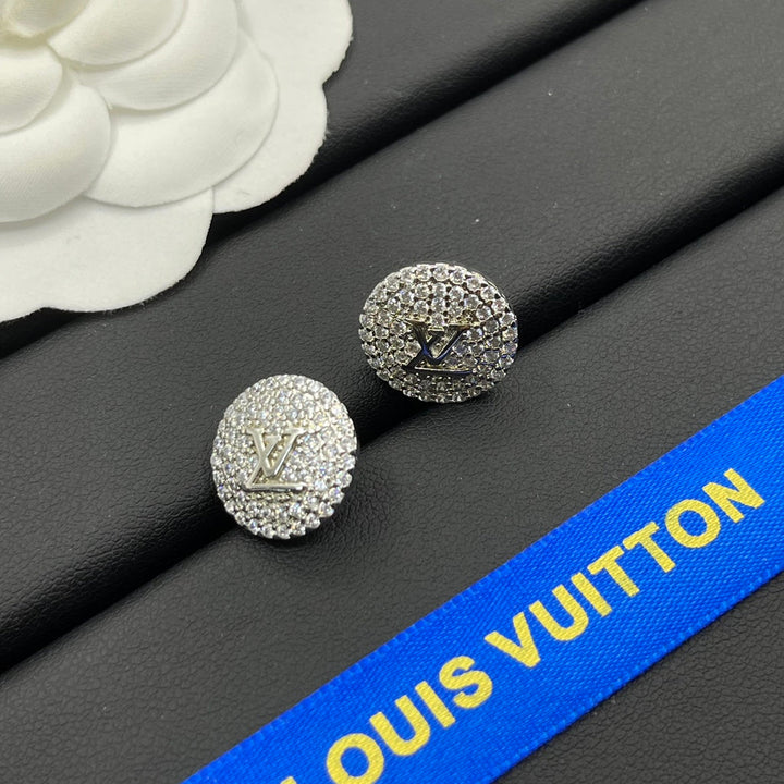 New round full diamond earrings