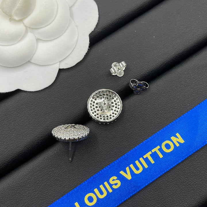 New round full diamond earrings