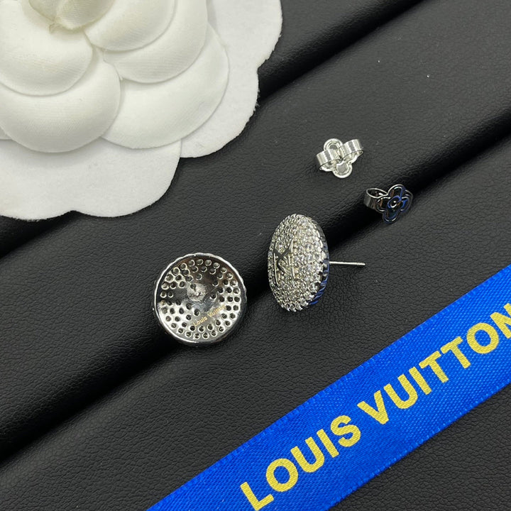 New round full diamond earrings