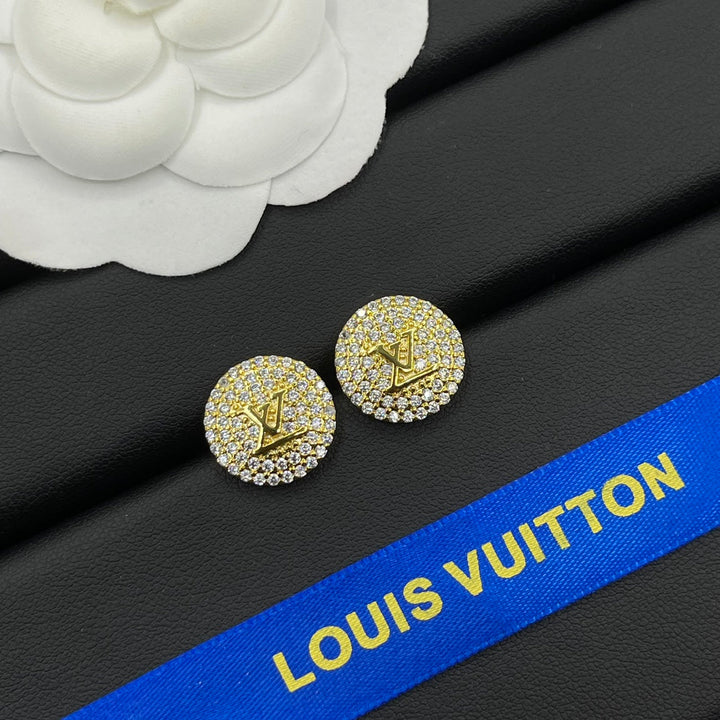 New round full diamond earrings