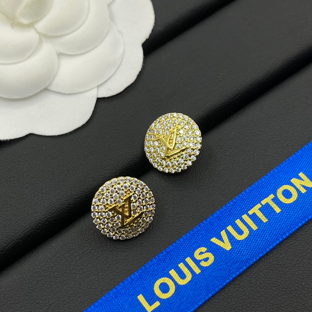 New round full diamond earrings