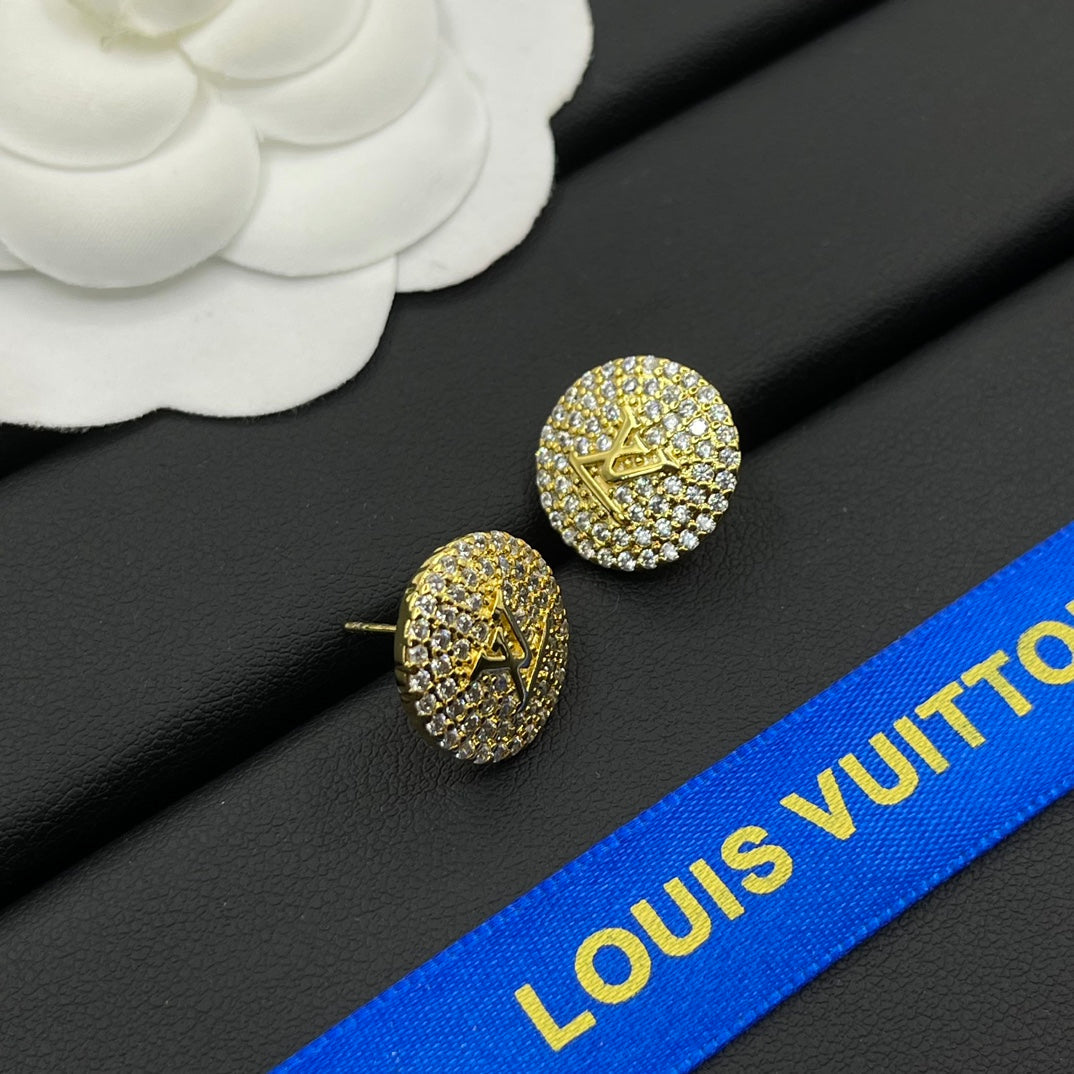 New round full diamond earrings