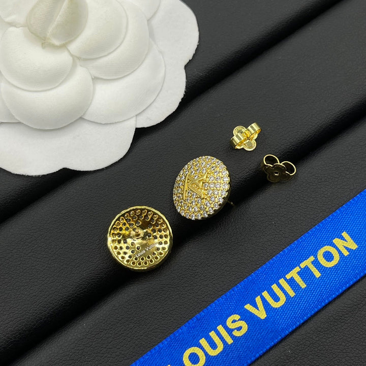 New round full diamond earrings