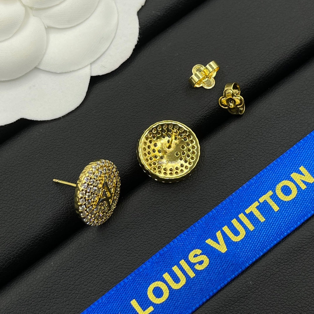 New round full diamond earrings