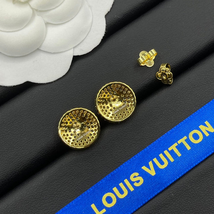 New round full diamond earrings