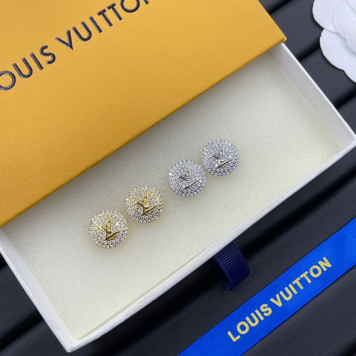 New round full diamond earrings