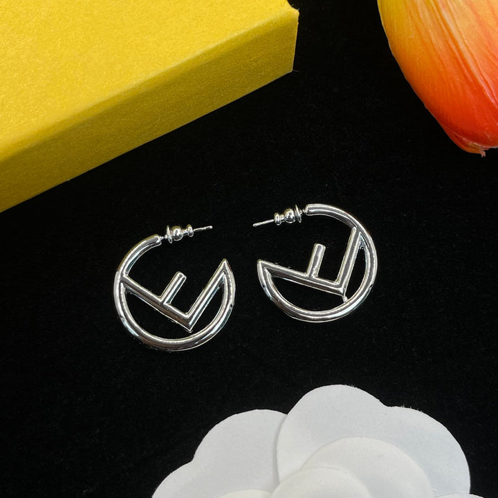 Fashion Double F Round Earrings