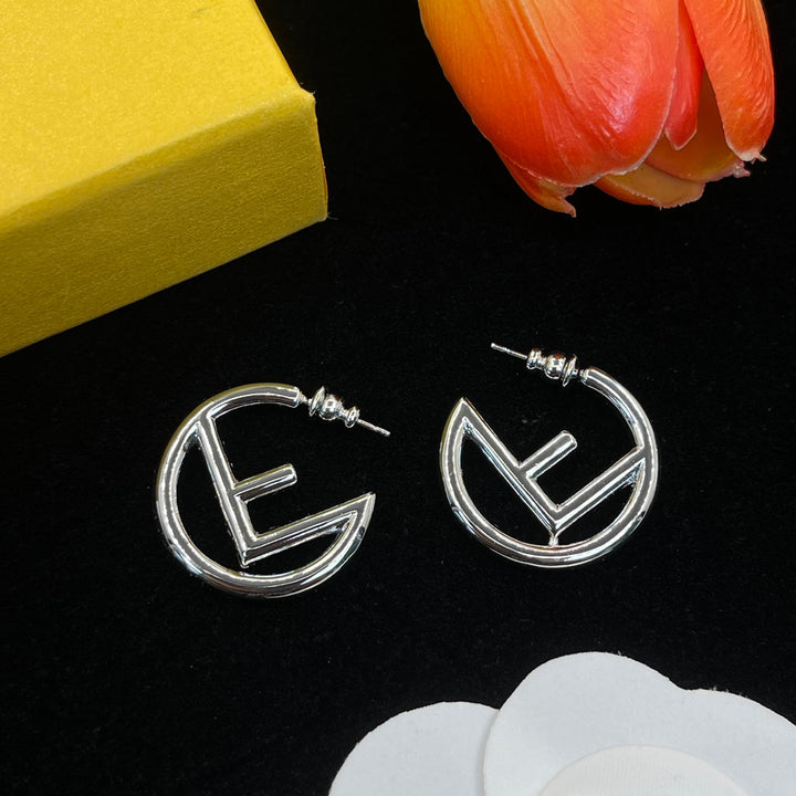 Fashion Double F Round Earrings