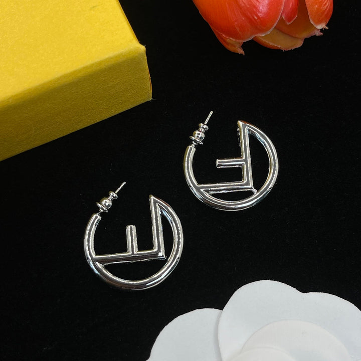 Fashion Double F Round Earrings