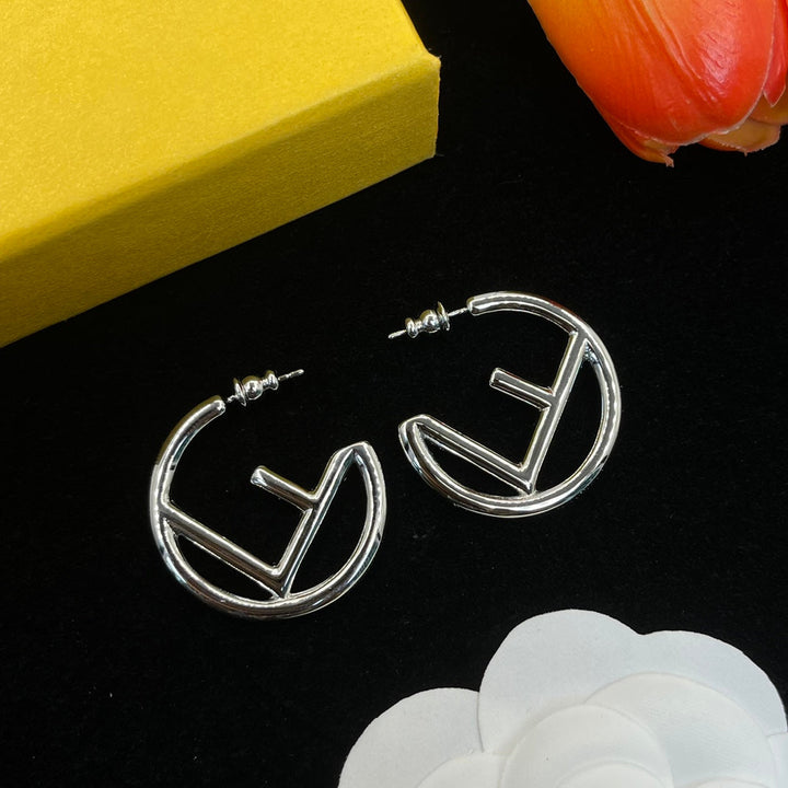 Fashion Double F Round Earrings