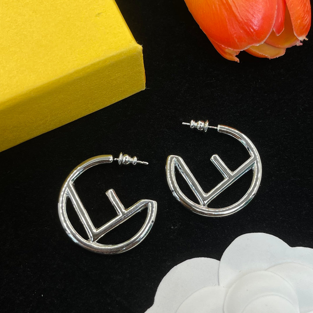 Fashion Double F Round Earrings