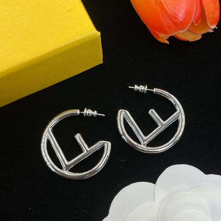 Fashion Double F Round Earrings
