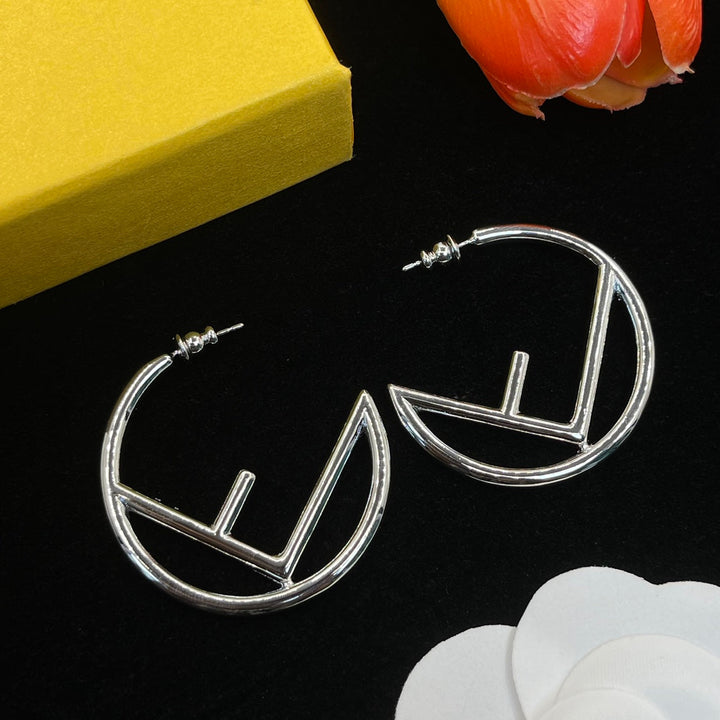 Fashion Double F Round Earrings