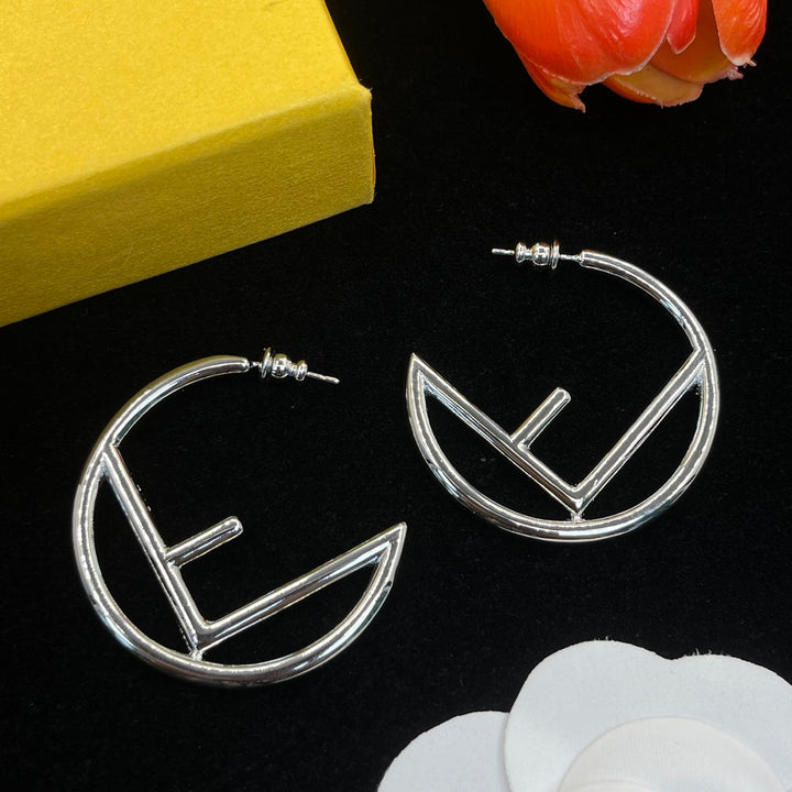 Fashion Double F Round Earrings