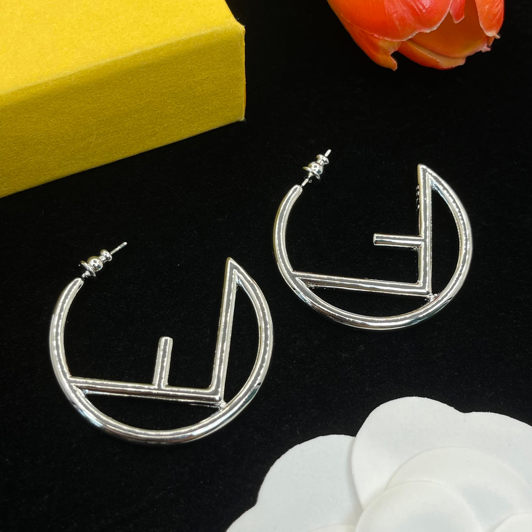 Fashion Double F Round Earrings