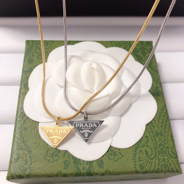 2 Colors Delicate Triangle Badge Necklace