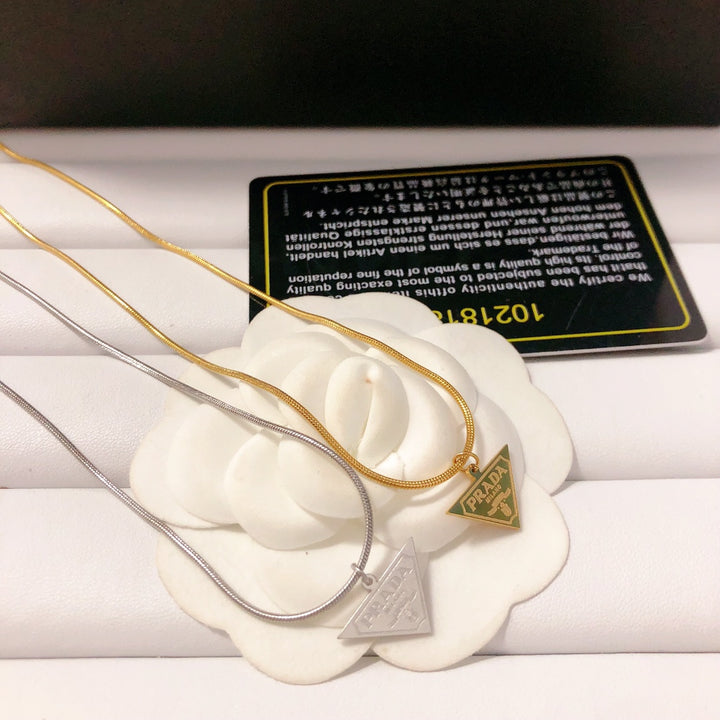 2 Colors Delicate Triangle Badge Necklace