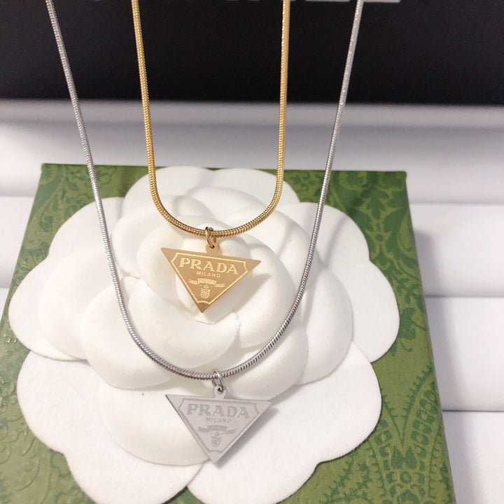 2 Colors Delicate Triangle Badge Necklace
