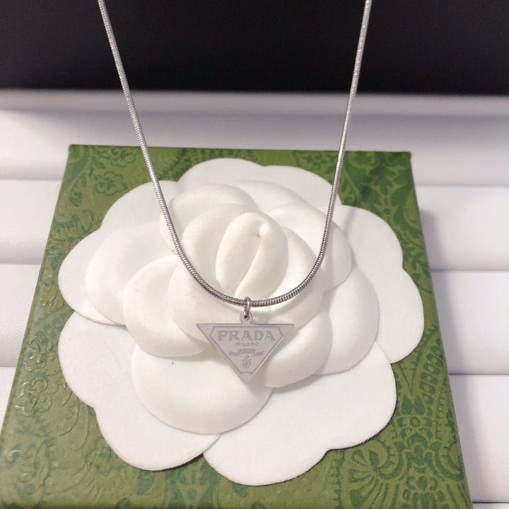 2 Colors Delicate Triangle Badge Necklace