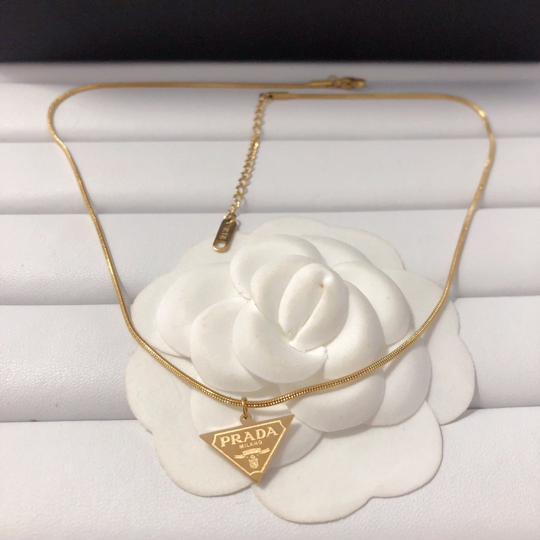 2 Colors Delicate Triangle Badge Necklace