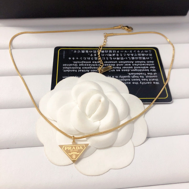 2 Colors Delicate Triangle Badge Necklace