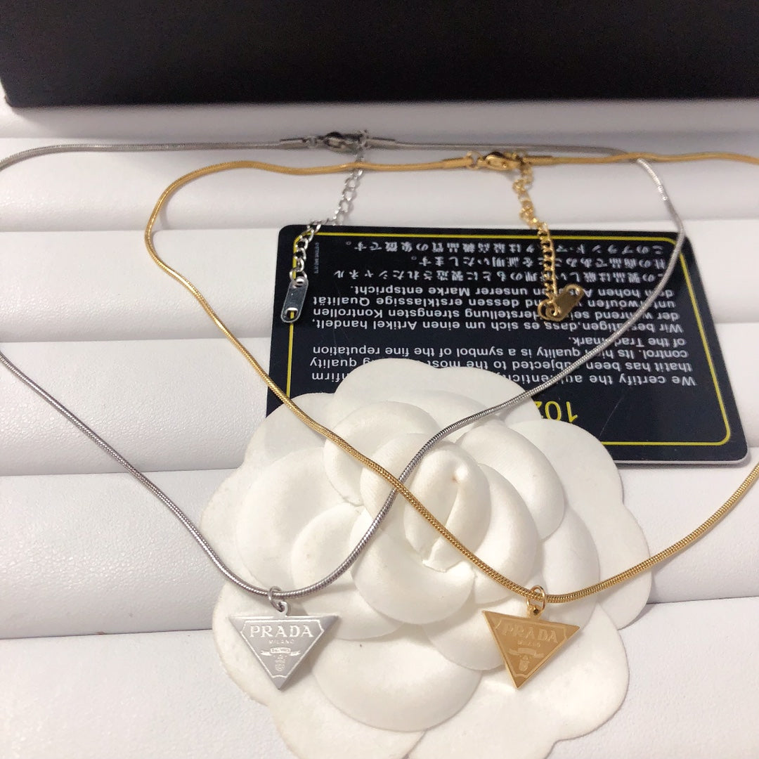 2 Colors Delicate Triangle Badge Necklace