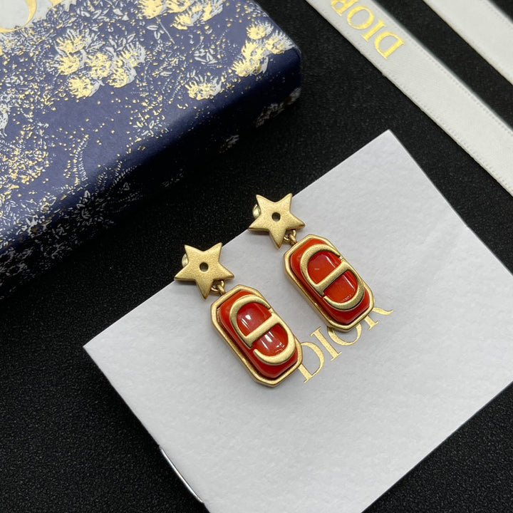 Fashion CD Drip Letter Print Stud Earrings