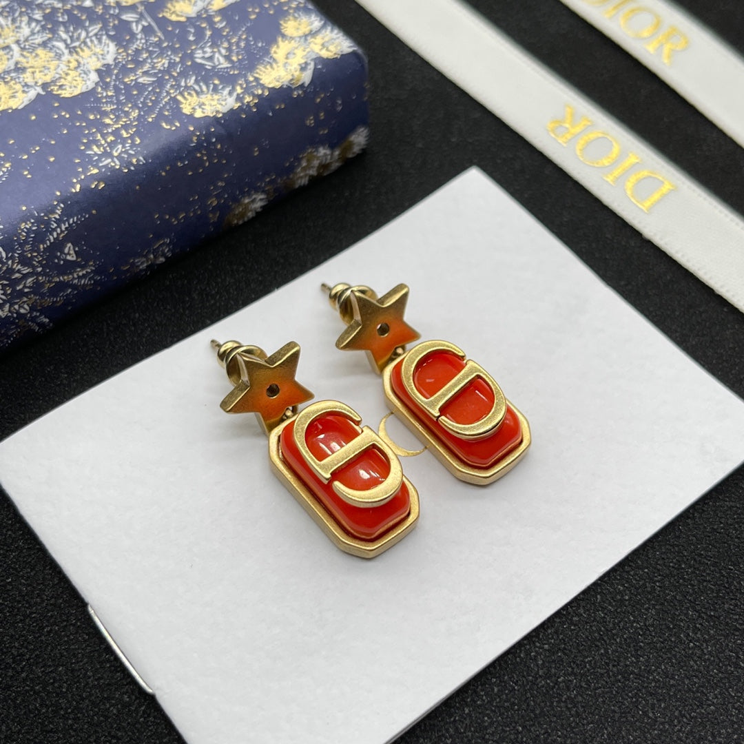 Fashion CD Drip Letter Print Stud Earrings