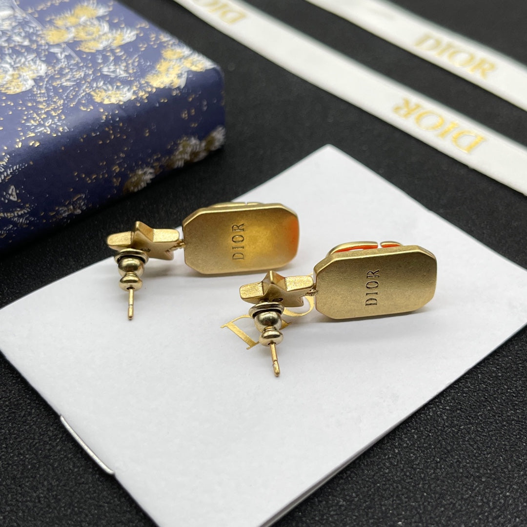 Fashion CD Drip Letter Print Stud Earrings