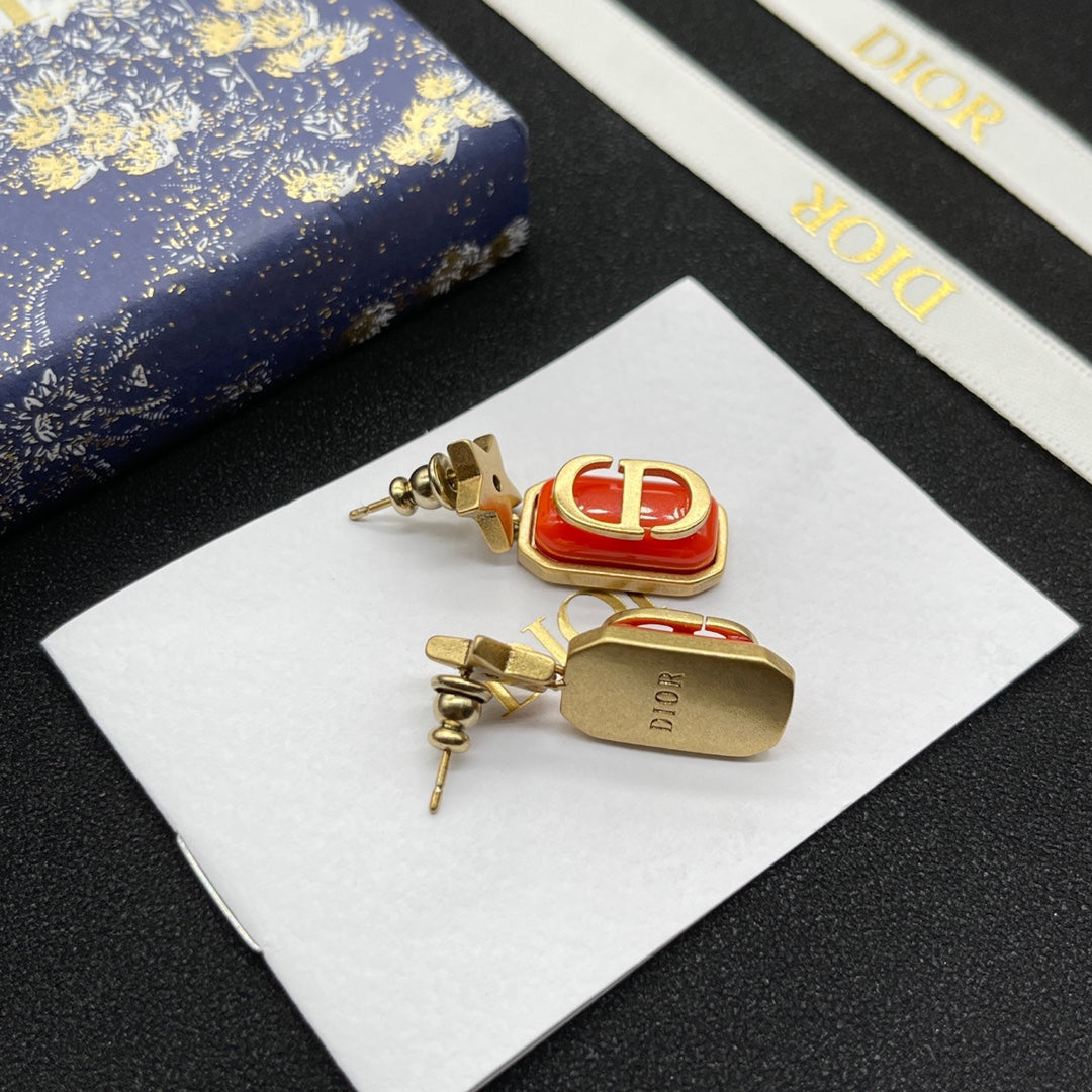 Fashion CD Drip Letter Print Stud Earrings