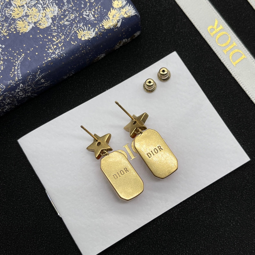 Fashion CD Drip Letter Print Stud Earrings