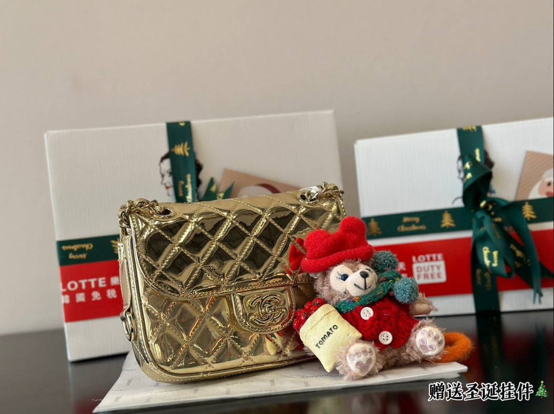 3 Colors CC Patent Leather Small Square Bag
