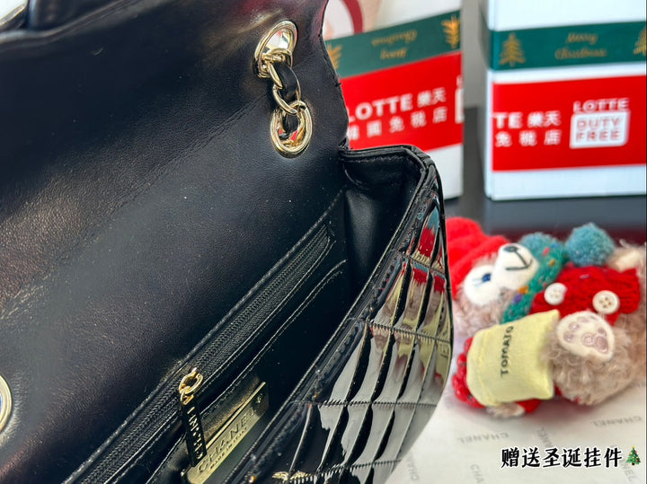3 Colors CC Patent Leather Small Square Bag