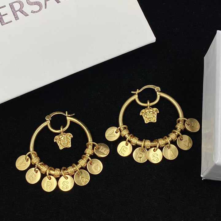 Classic Letter Circle Earrings