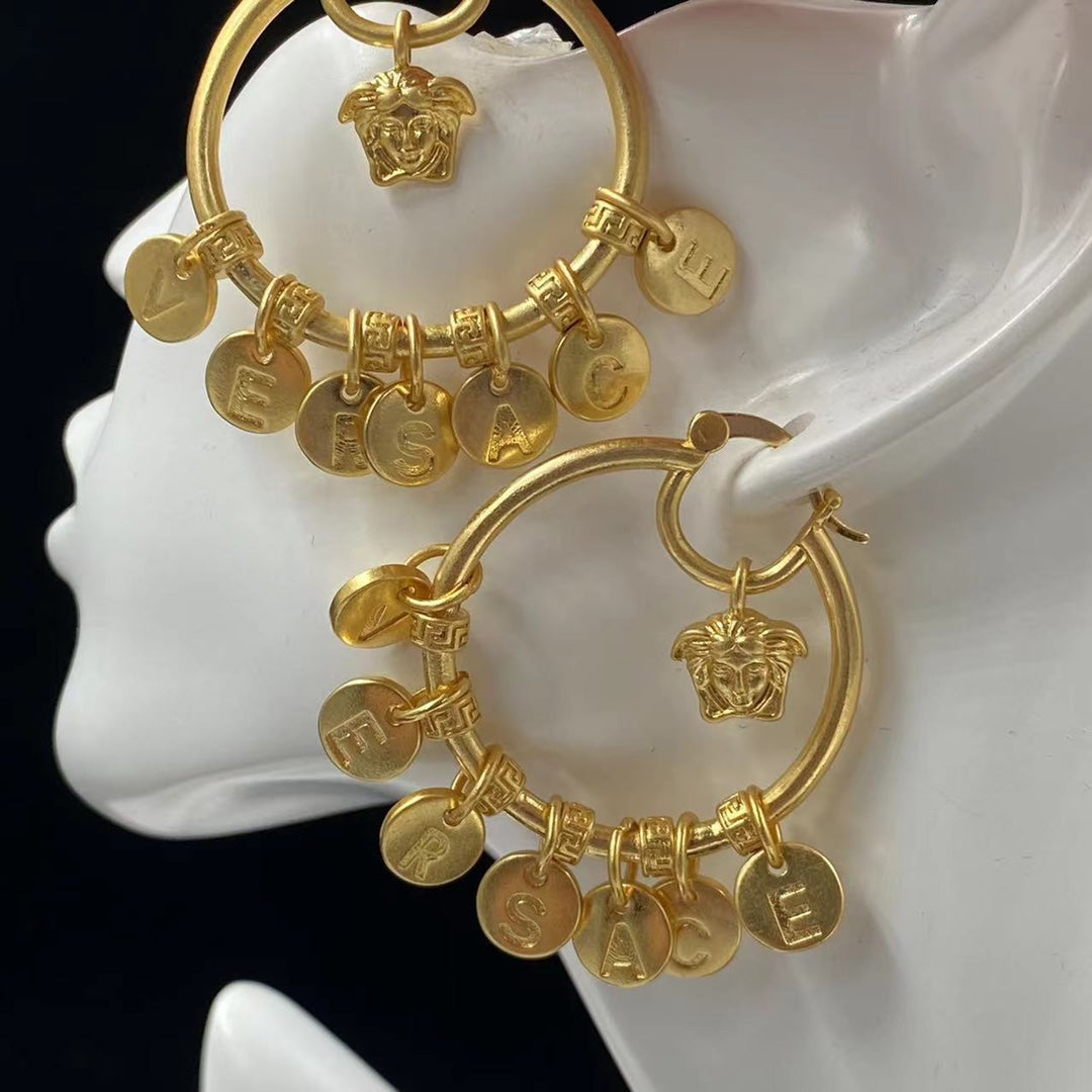 Classic Letter Circle Earrings