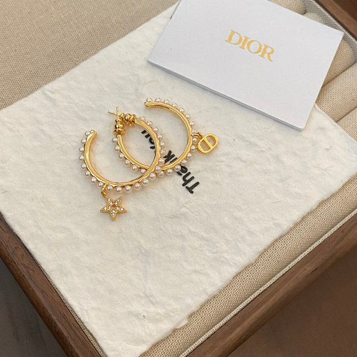 Fashion CD Star Pearl Earrings