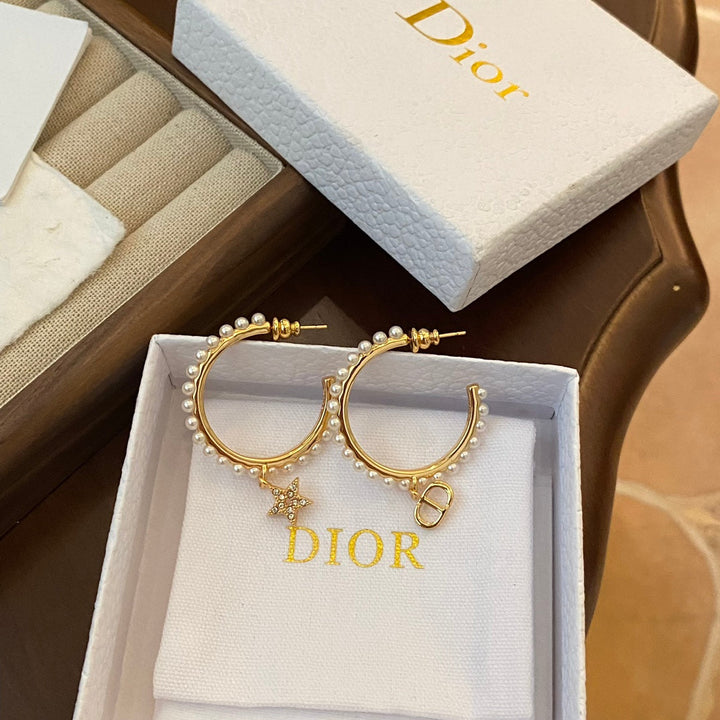 Fashion CD Star Pearl Earrings