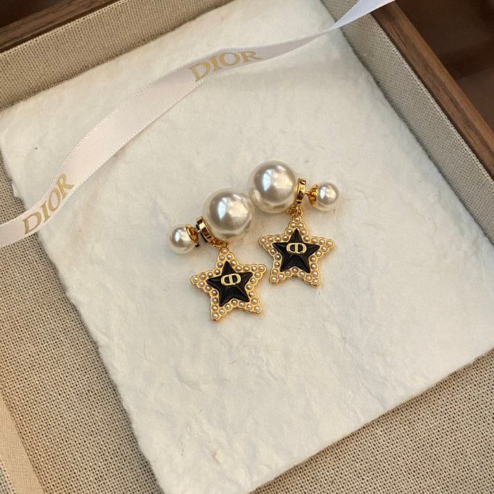 Fashion CD Pentagram Size Bead Earrings