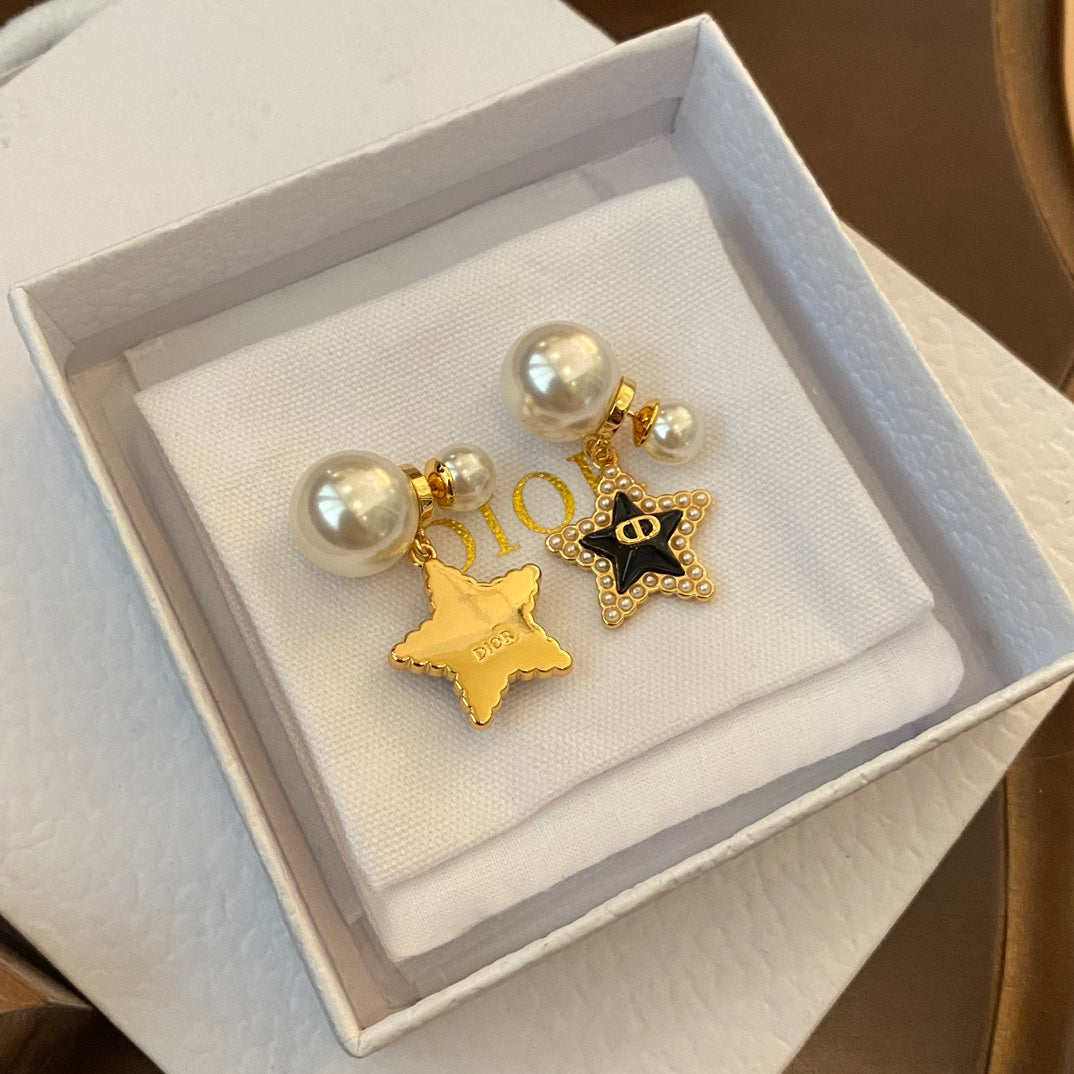 Fashion CD Pentagram Size Bead Earrings