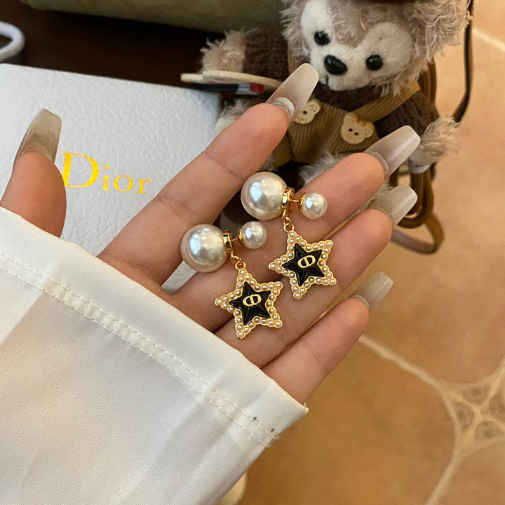 Fashion CD Pentagram Size Bead Earrings