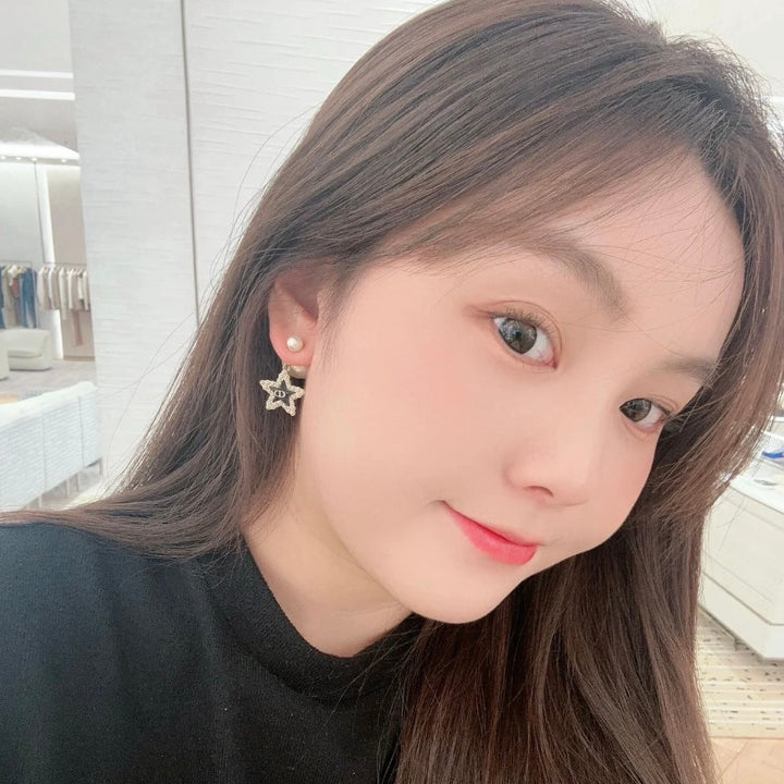 Fashion CD Pentagram Size Bead Earrings