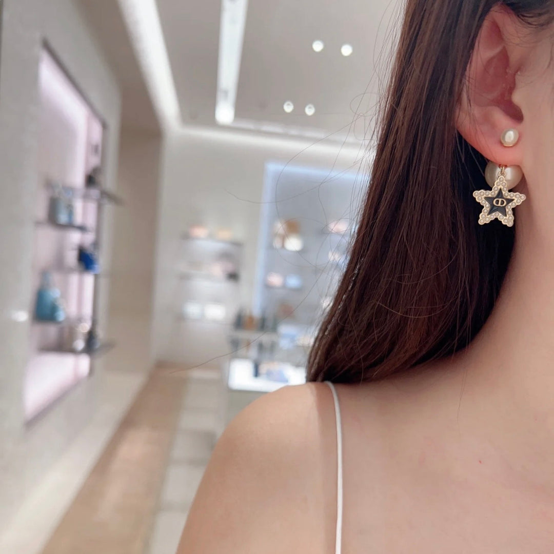 Fashion CD Pentagram Size Bead Earrings