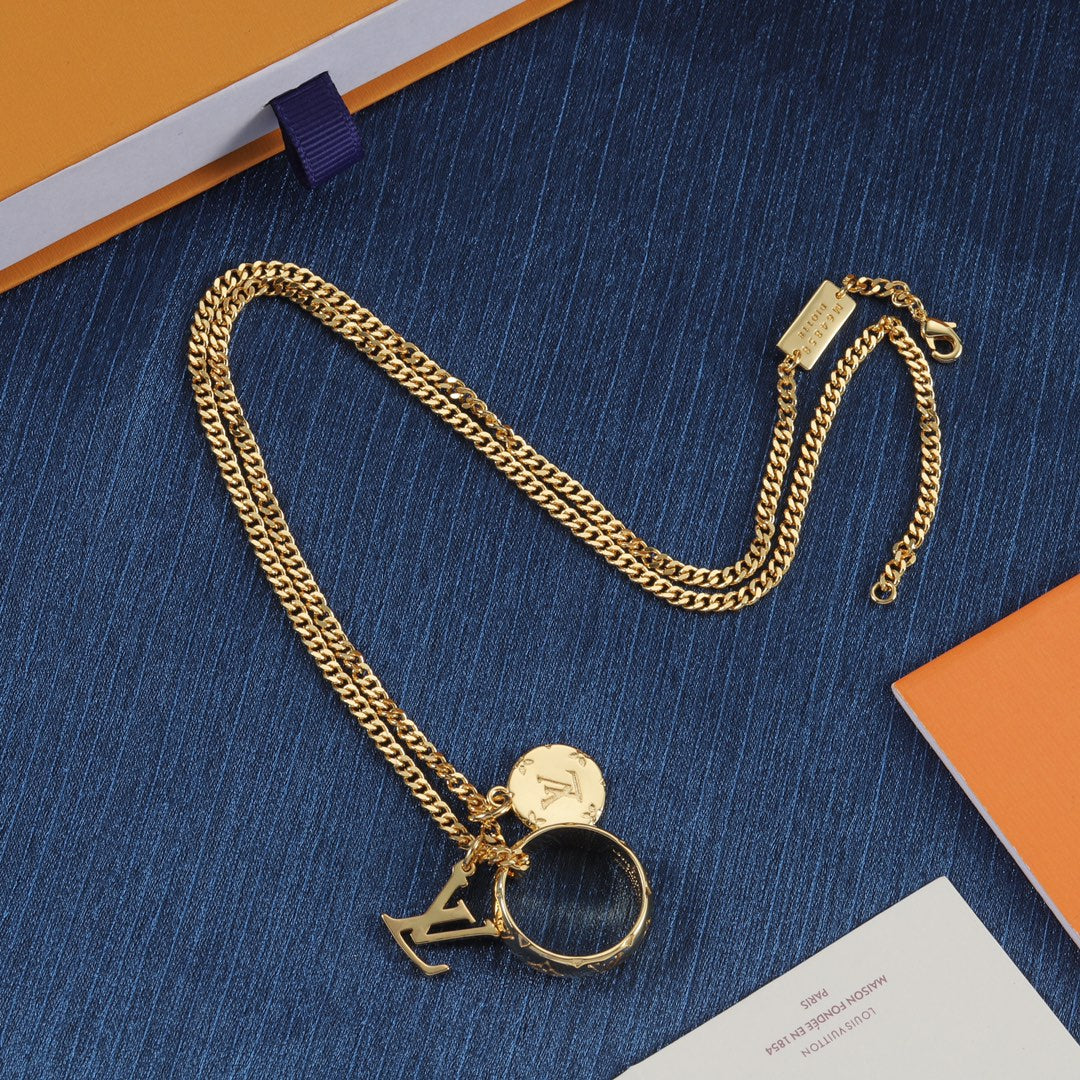 Two colors fashion old flower pendant sweater chain